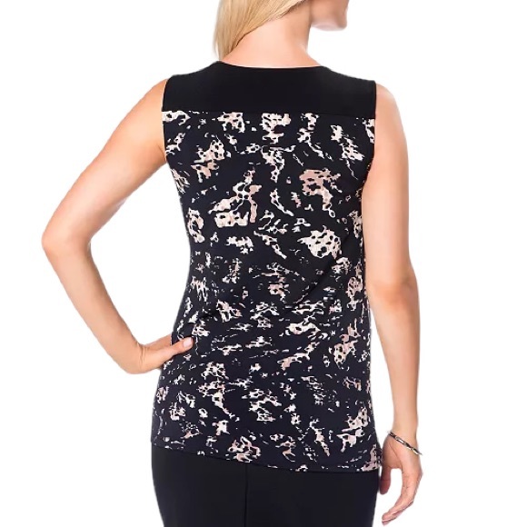 NWT Motherhood Maternity Black Tan Sleeveless Animal Print Cowl Neck Top size XL - Picture 2 of 8